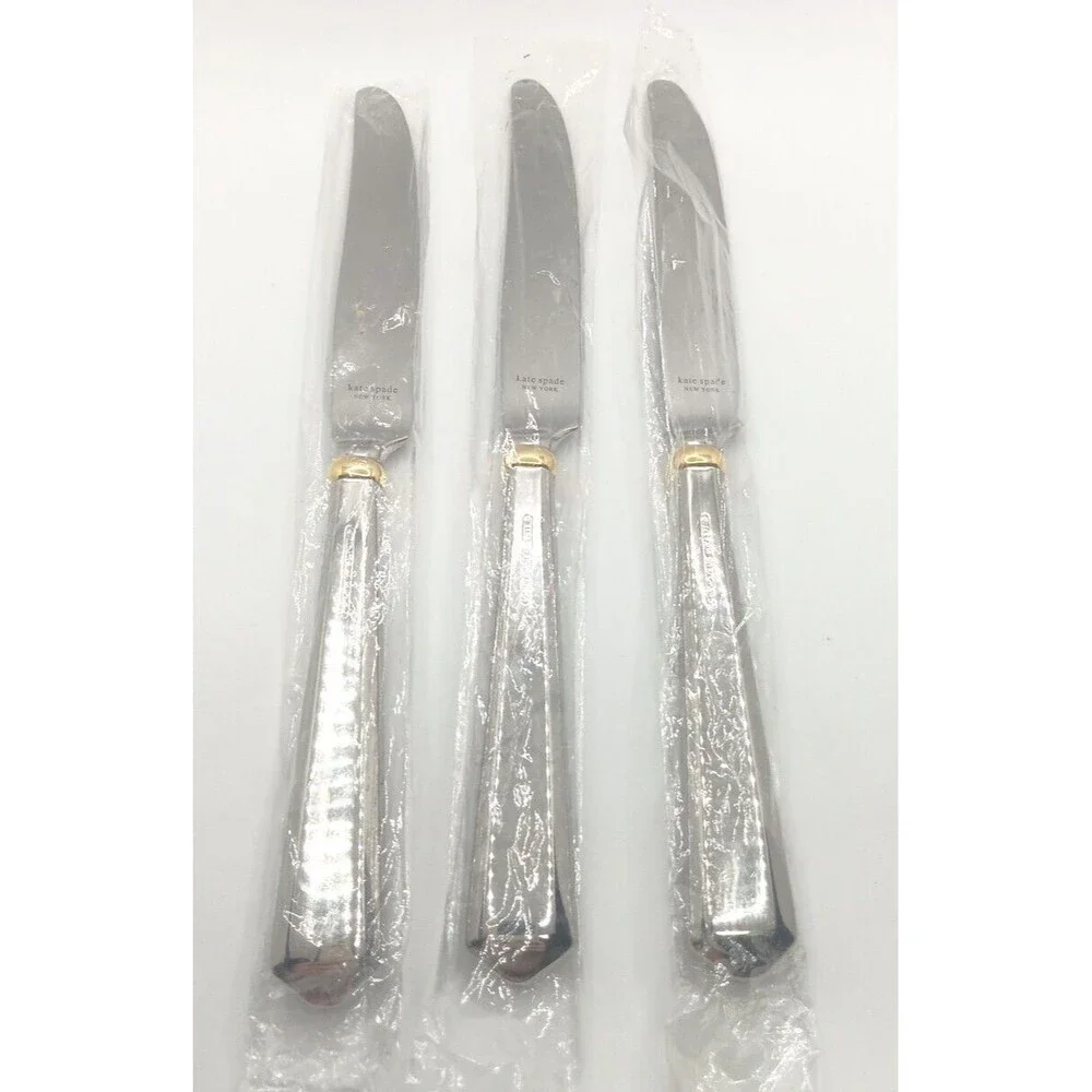 Kate Spade New York Lenox Todd Hill Gold 3Pc Place Knife Set 18/10 Stainless